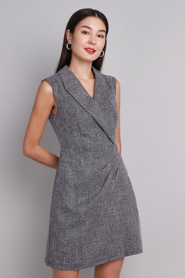 Raquel Dress In Tweed Black
