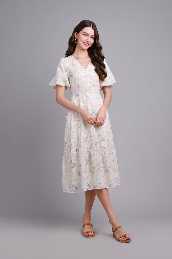 Rena Dress In Blue Florals