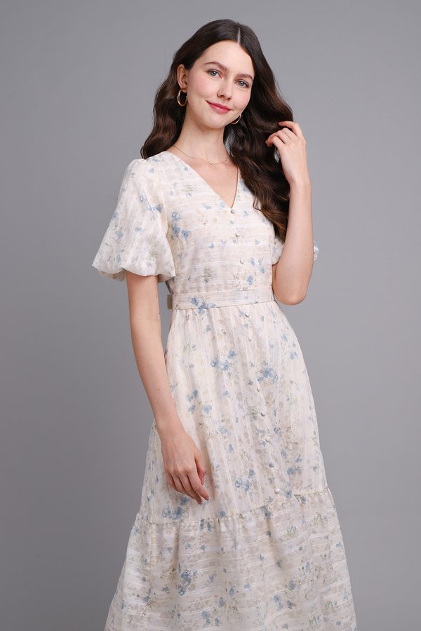 Rena Dress In Blue Florals