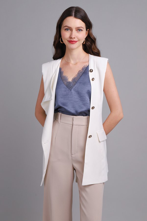 Bridgerton Vest Top In Classic White