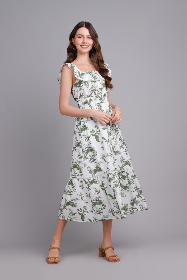 Evelina Dress In Green Prints