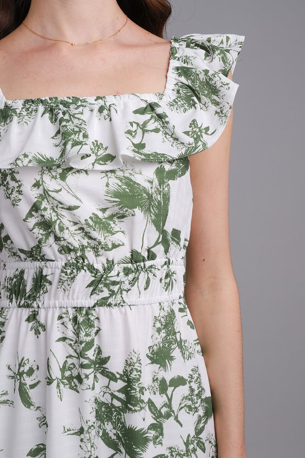 Evelina Dress In Green Prints