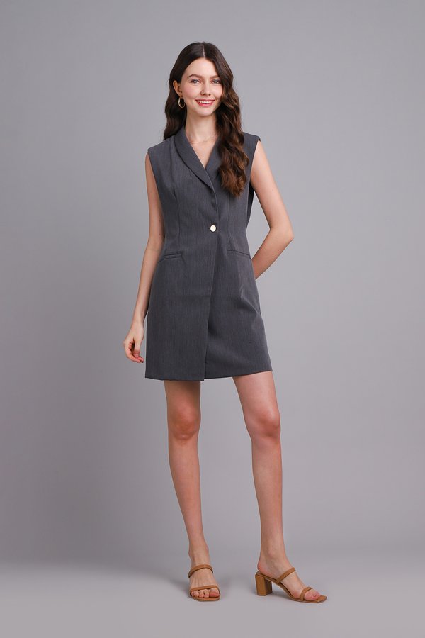 Theodosia Romper Dress In Heather Grey
