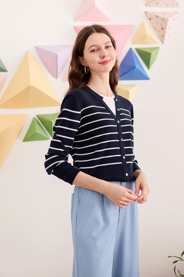 Leticia Top In Navy Stripes