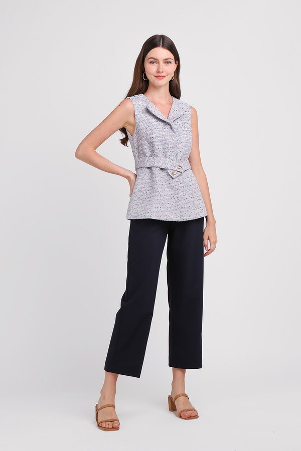 Azalea Top In Blue Tweed