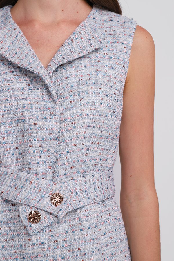 Azalea Top In Blue Tweed