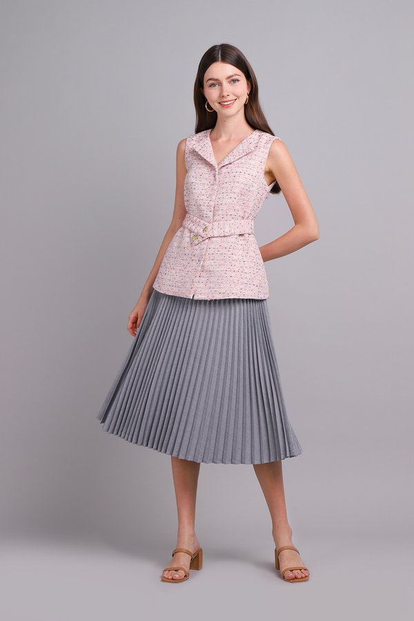 Azalea Top In Pink Tweed