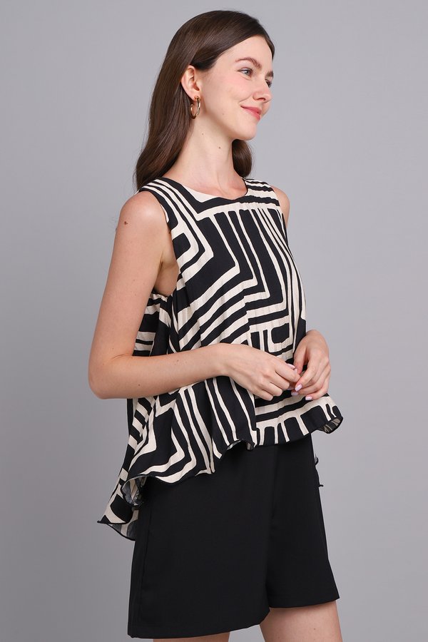 Holly Romper In Black Prints