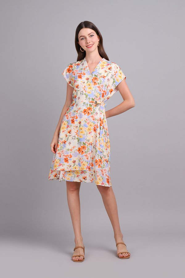 Aiko Dress In Warm Florals