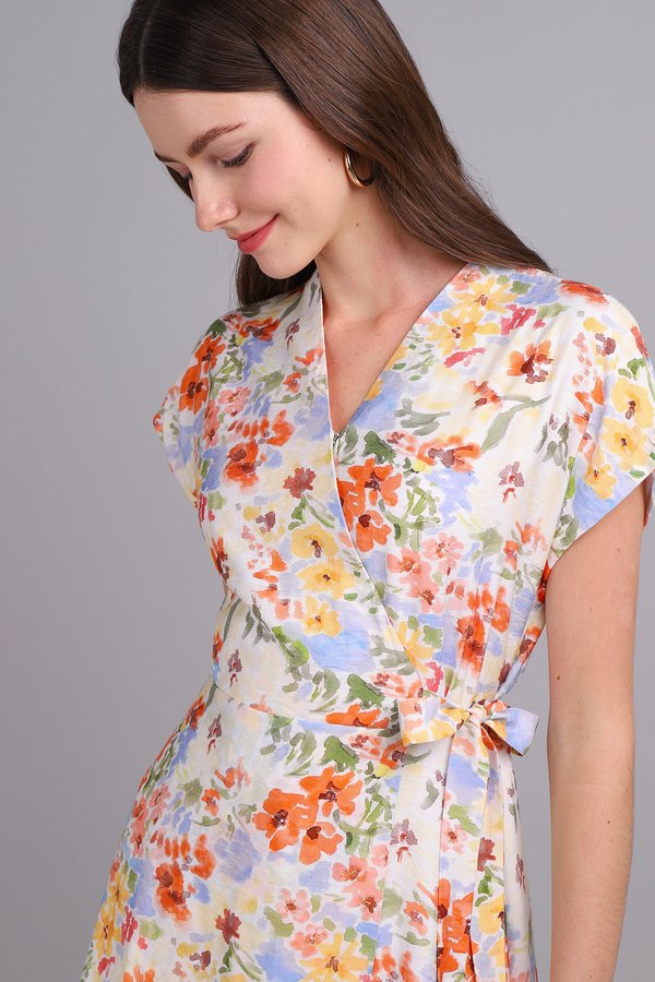 Aiko Dress In Warm Florals