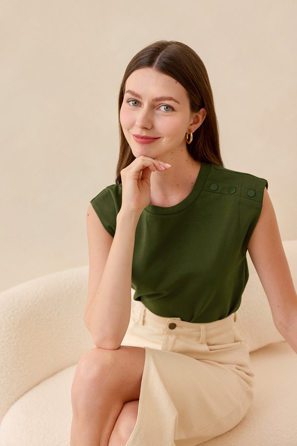 Cybil Top In Olive Green