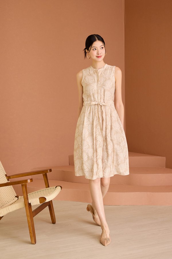 Collete Dress In Taupe Prints
