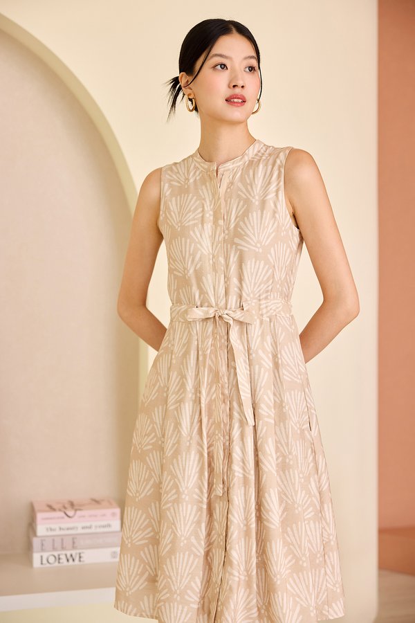 Collete Dress In Taupe Prints