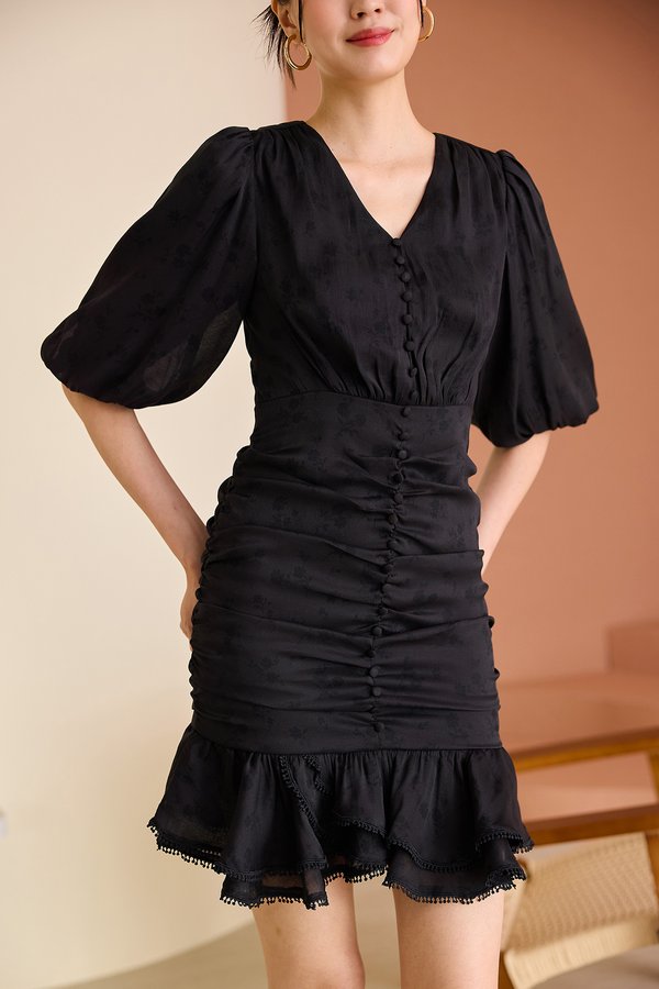 Crystal Dress In Textured Black