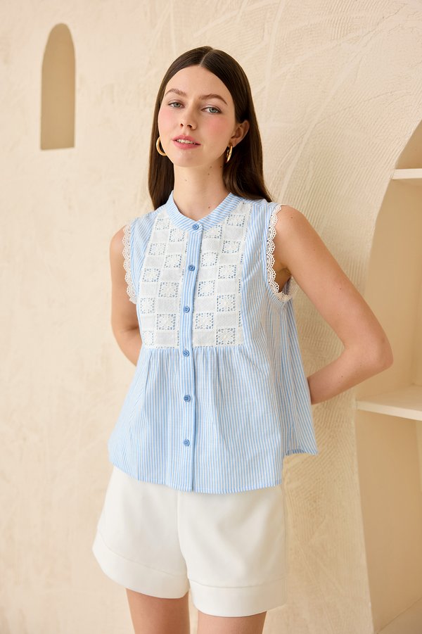 [Preorder] Aubrielle Top In Sky Stripes