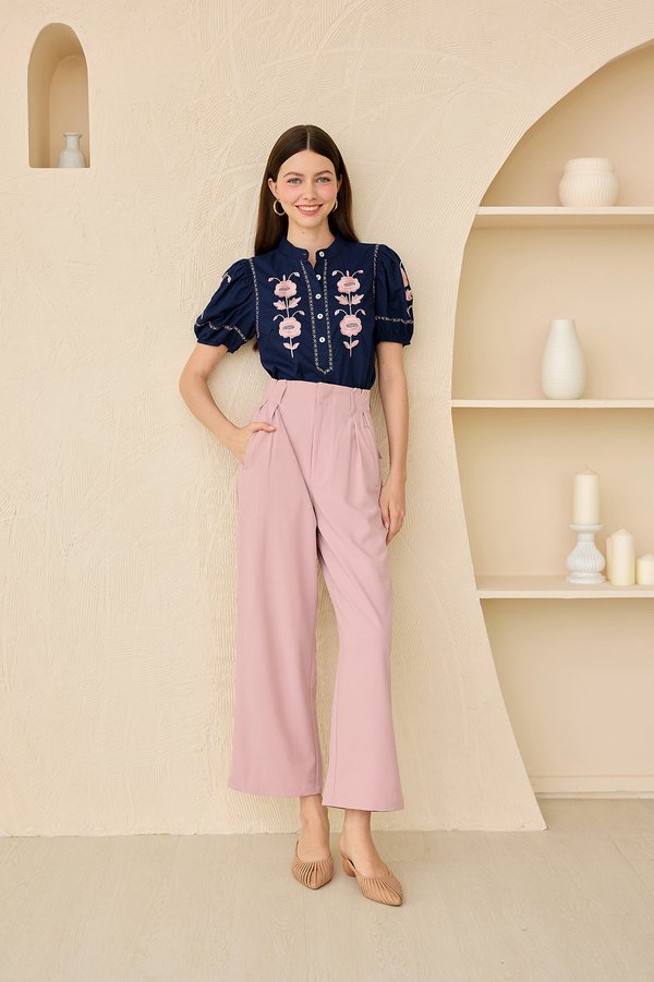Cora Top In Navy Blue