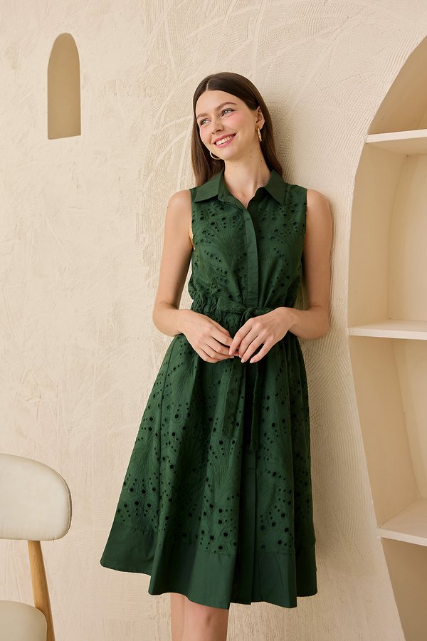 Lexa Dress In Forest Green