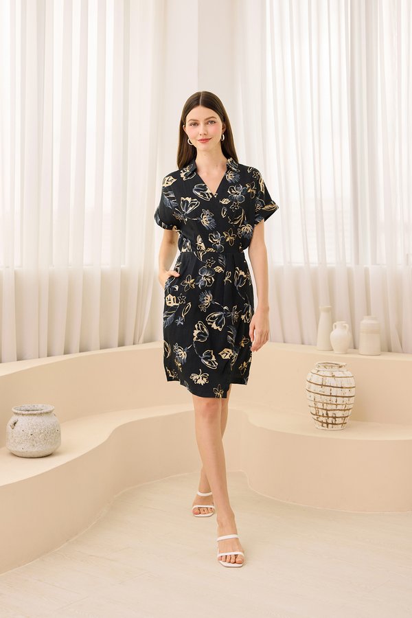 Carmen Dress In Blue Prints