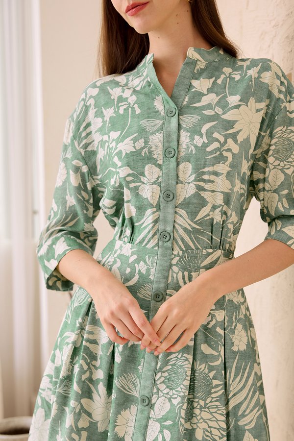 Fumiko Dress In Pistachio Prints