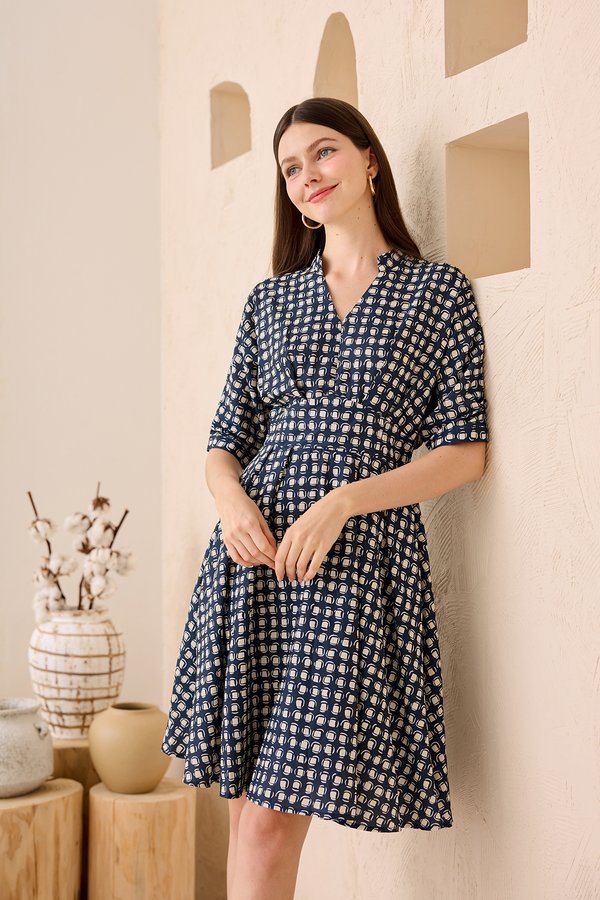 Lovie Dress In Blue Dots