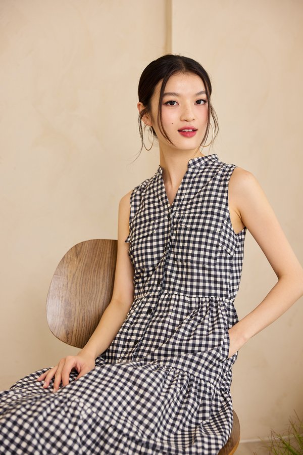 Cheyenne Dress In Black Checks