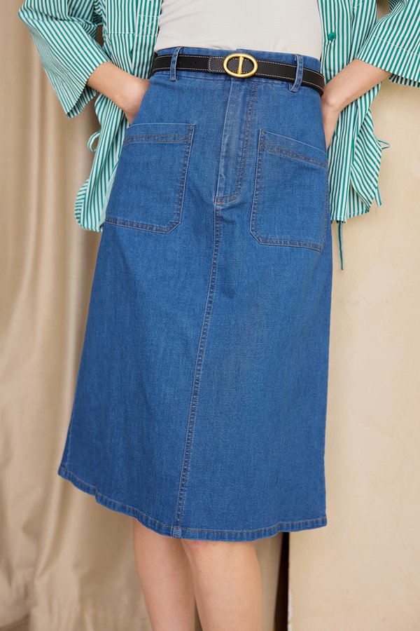 Dallas Skirt In Mid Wash