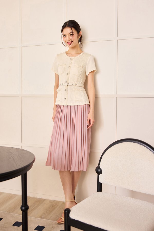 Antoinette Dress In Ivory Pink