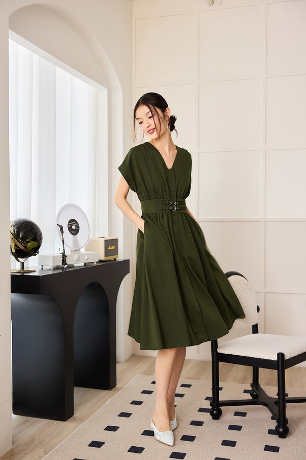 Aura Dress In Olive Green