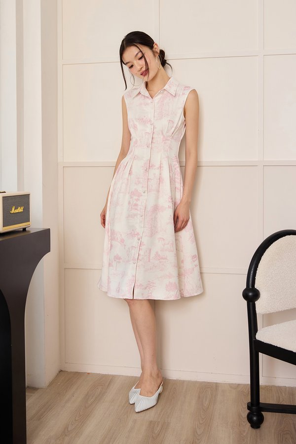 Rylene Dress In Pink Porcelain Prints