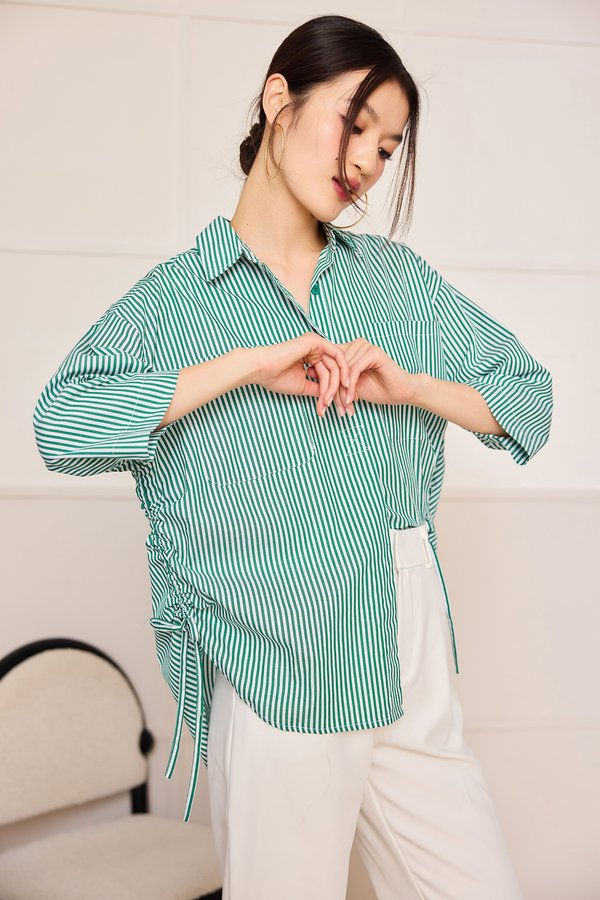 Yasmine Top In Green Stripes
