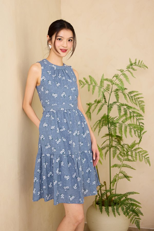 Kiara Dress In Blue Florals
