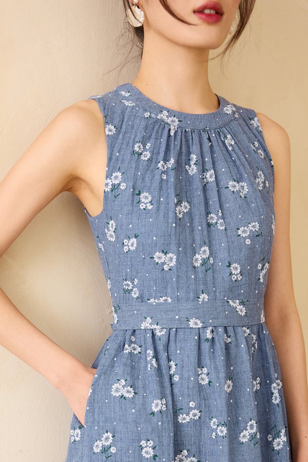 Kiara Dress In Blue Florals