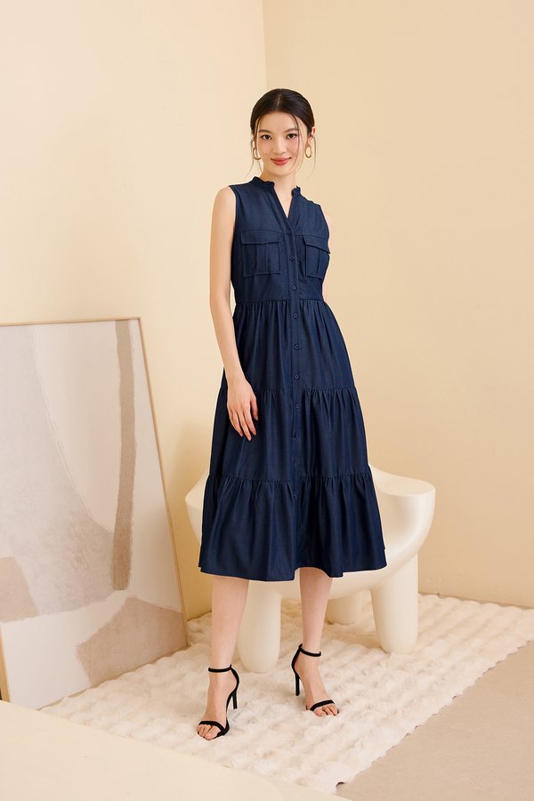 Cheyenne Dress In Denim Blue