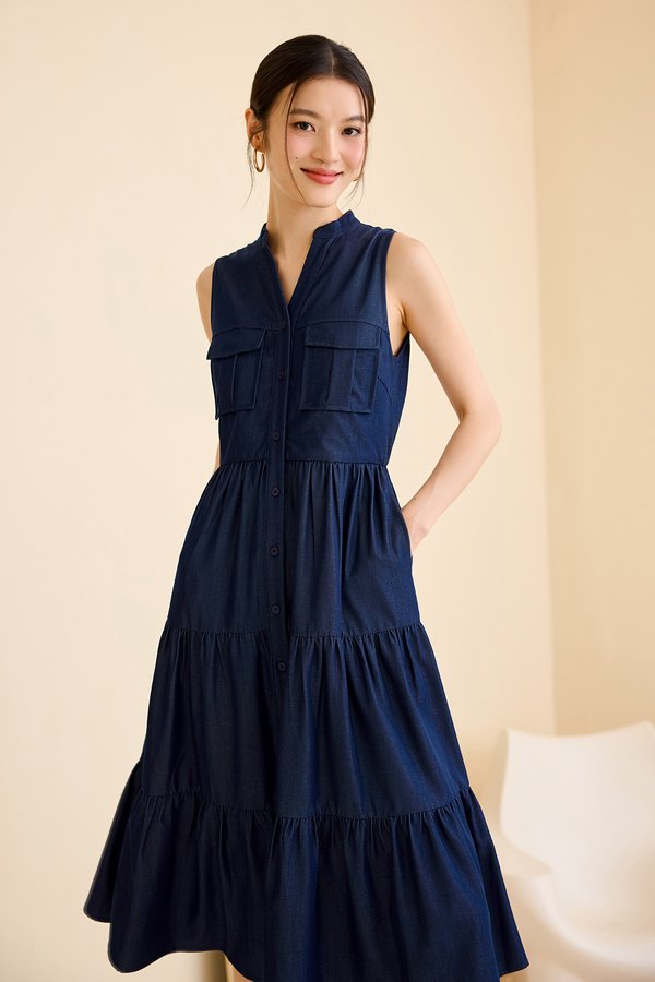 Cheyenne Dress In Denim Blue