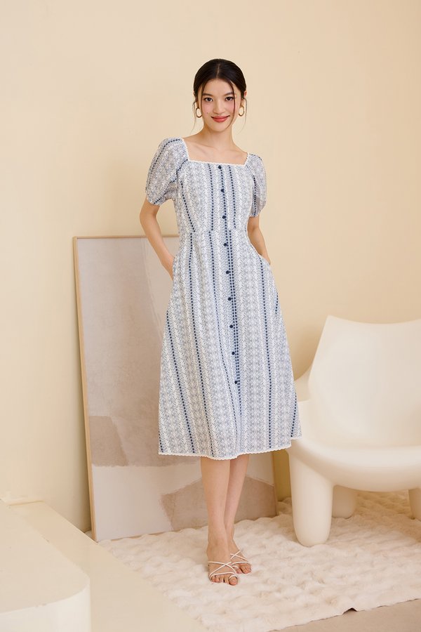 Parkdale Dress In Blue Prints