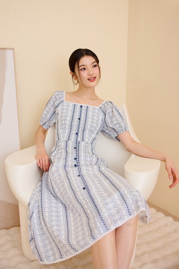 Parkdale Dress In Blue Prints