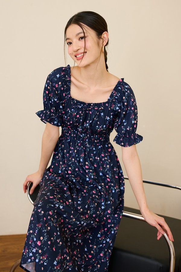 Alanna Dress In Blue Florals