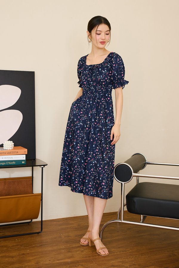 Alanna Dress In Blue Florals