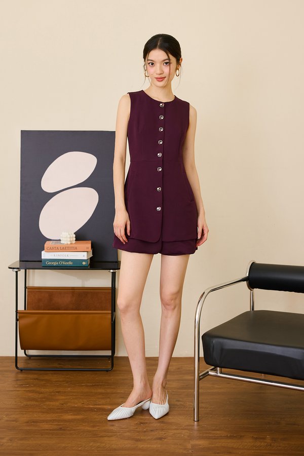 Beverly Romper In Burgundy Wine