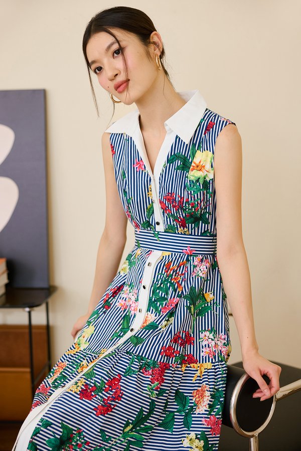 Rochelle Dress In Floral Stripes