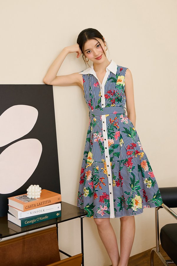 Rochelle Dress In Floral Stripes