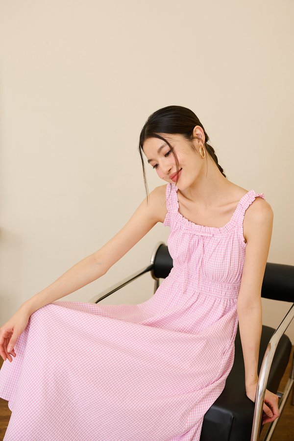Theresa Dress In Pink Gingham