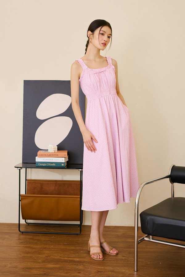Theresa Dress In Pink Gingham