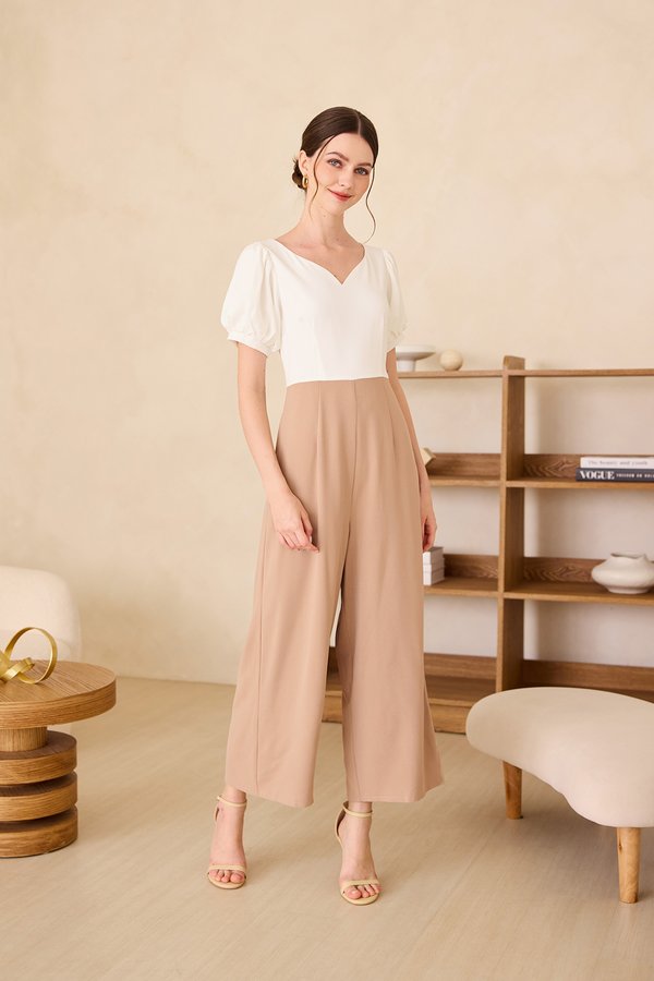 Anastasia Romper In White Camel