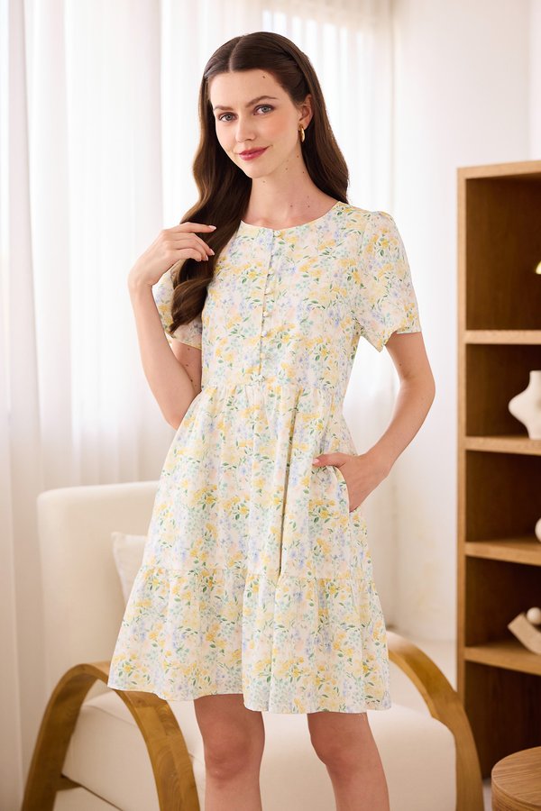 Kaylin Dress In Yellow Florals
