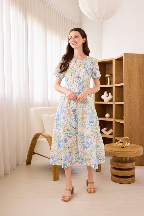 Maureen Dress In Blue Florals