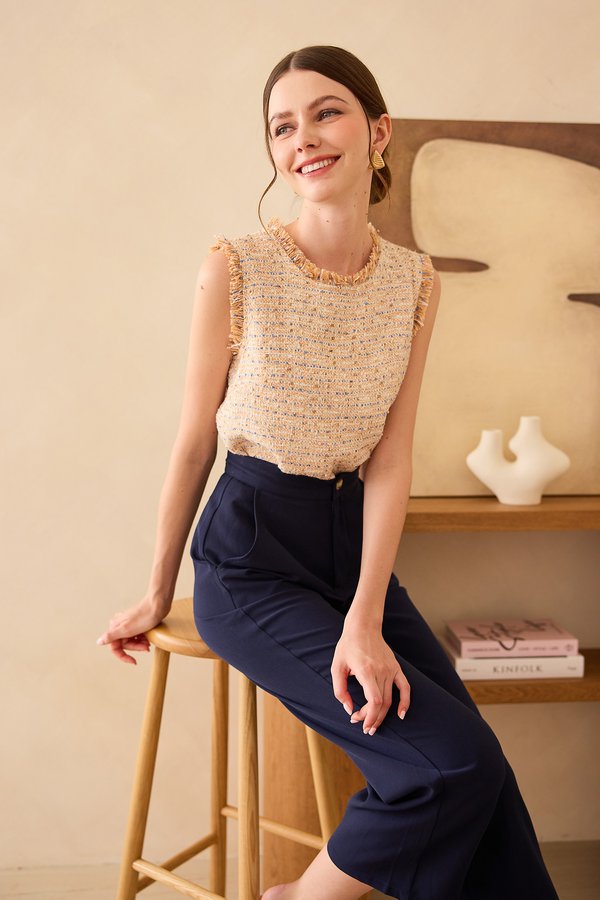Danni Top In Tangerine Tweed