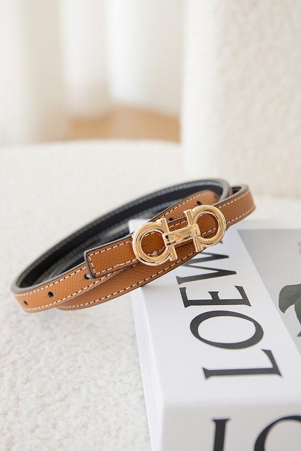 Double Ring Belt In Black Camel