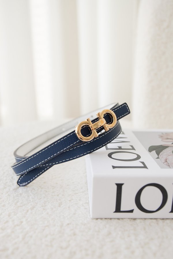Double Ring Belt In White Navy