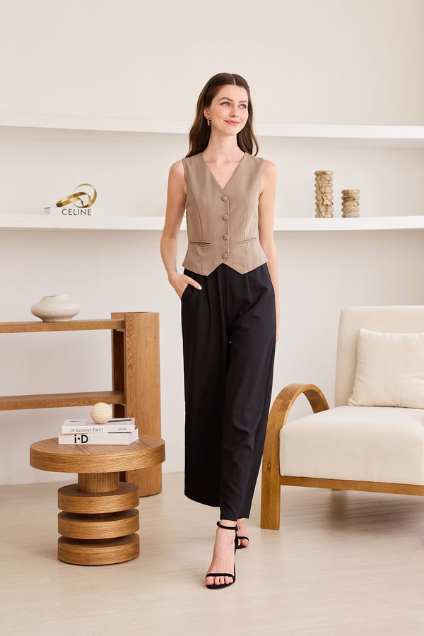 Alexandra Romper In Taupe Black